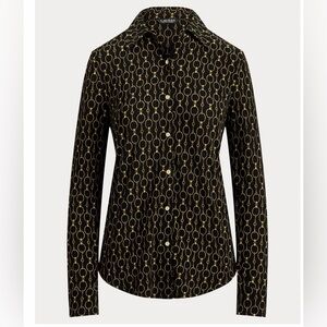 Lauren Ralph Lauren Black and Gold Button Down Shirt